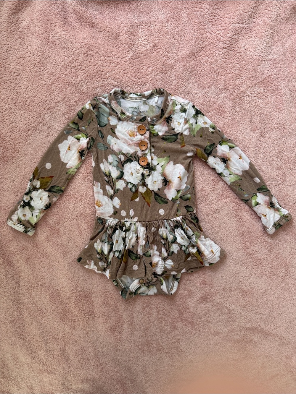 Posh Peanut Pink and Green Floral Baby - 0-3 M